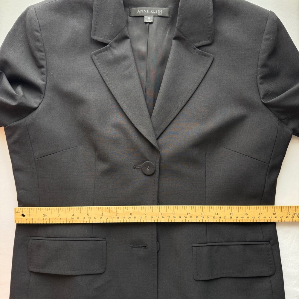 Anne Klein Suit Black Wool Blend 3-Button Blazer Jacket 12P Petite - Picture 8 of 14